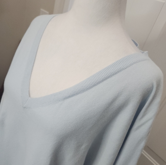 Talbots Pima Cotton Baby Blue Sweater Top Size 1X Plus - Picture 2 of 6